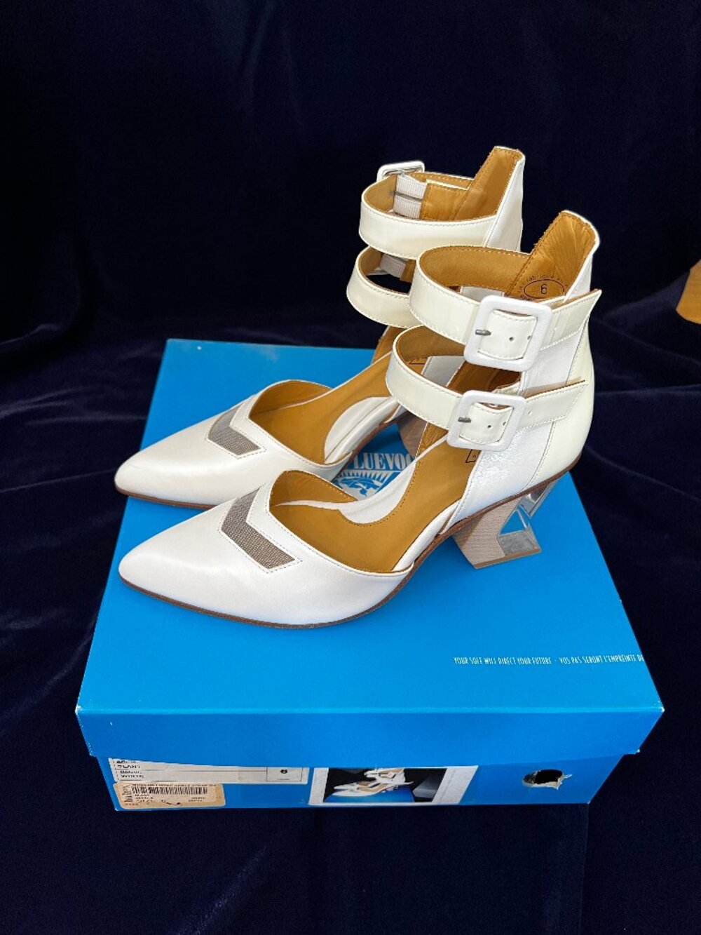 Fluevog  Modern Living Slant Ankle strap heel white size 6 - Picture 6 of 11
